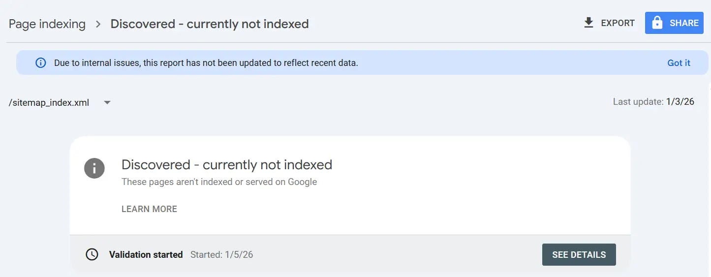 site indexing issues